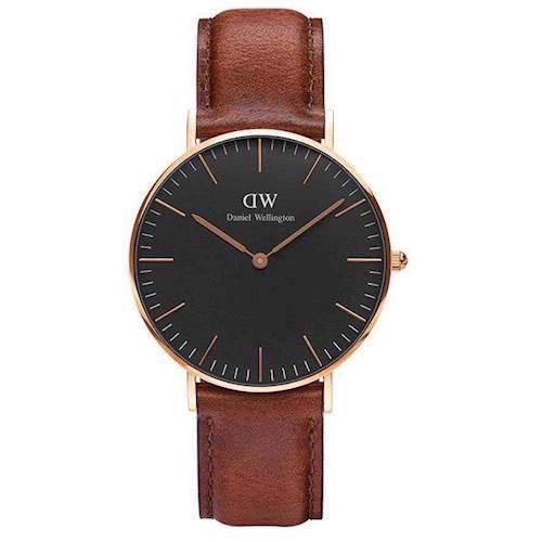 Image of Classic Black St Mawes rosa forgyldt quartz Dame ur fra Daniel Wellington, DW00100136